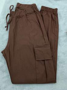 Women's Plus Size Cargo Jogger Pants - Rust Brown - View 4