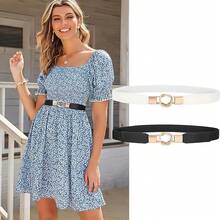 1pc Women's Adjustable Size Buckle Slouchy Belt, Elastic Stretchy Metal Buckle Skinny Waist Belt, Y2k, Riem, Suitable For Jeans, Casual Pants, Jackets, Skirts, Coats, Belts For Women, Metal Buckle Invisible Elastic Waist Belt, Bohemian PU Leather Multi-Style Belt, For Summer Daily Wear, Work, Casual, Formal Occasions - Multicolor - View 1