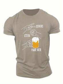 Camiseta para Hombre con Diseño de Tijeras y Piedra - Camiseta Casual de Manga Corta para Verano con Gráfico de Tijeras y Piedra, Cuello Redondo, Lavable a Máquina, Ropa con Temática Alemana - Blanco - Ver 6