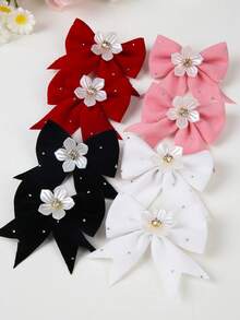 8 chiếc kẹp tóc hoa và nơ bằng nhung, chắc chắn, chống trượt, độ đàn hồi cao, kẹp tóc mái sang trọng, phụ kiện tạo kiểu tóc hàng ngày. - Nhiều màu - Xem 3