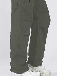 1pc Women's Quick-Dry Hiking Cargo Pants, UPF Sun Protection Outdoor Trousers With Elastic Drawstring Waist, Multiple Zipper Pockets And Adjustable Leg Hems, Breathable Soft Shell Fabric Suitable For Spring/Summer Hiking, Backpacking, Running And Weekend Travel Sports - Army Green - View 6