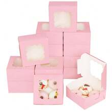 12 paquetes de cajas de panadería con ventana de 6x6x3 pulgadas, gruesas y resistentes, cajas para macarrones, pasteles y galletas para panaderías - Negro - Ver 11