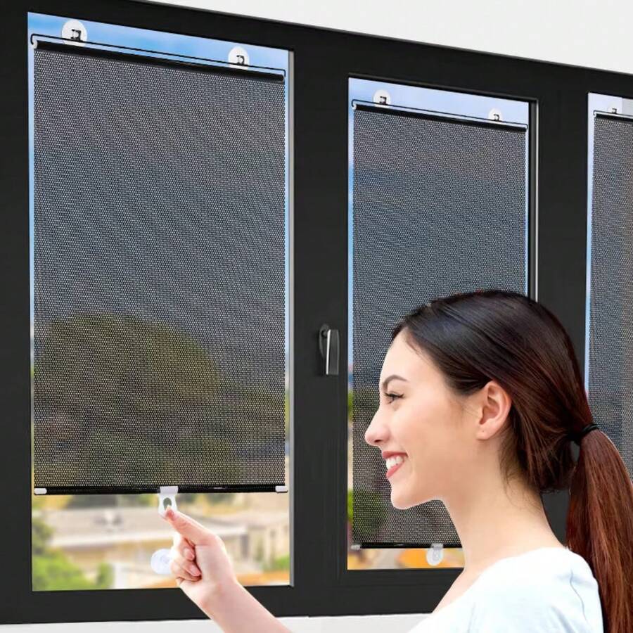 Cortina de Proteção Solar Retrátil, Instalação com Ventosa Sem Furar, Blackout e Proteção UV para Carro, Quarto, Cozinha, Varanda, Escritório, Berçário, Fácil Instalação, Cortina de Janela Portátil