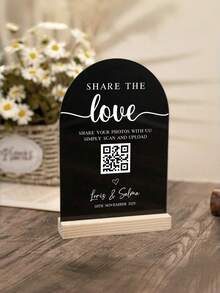 1pc Customized QR Code Table Number Sign, Wedding QR Code Marker, Personalized Table Card, Wedding Table Card, Acrylic Arch Table Card, Minimalist Modern Wedding Sign, Wedding Decor - Multicolor - View 8