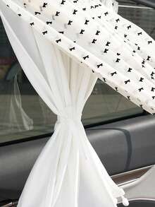 1pc Double-Layer Baby Car Sun Shade, Heat Insulation, Sunshade Curtain, Car Retractable Sun Visor - White - View 6