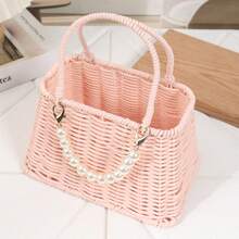 1pc Pink Plastic Flower Basket Home Decor Craft Storage Handheld Basket Party Wedding - Hand-held Flower Basket - View 4