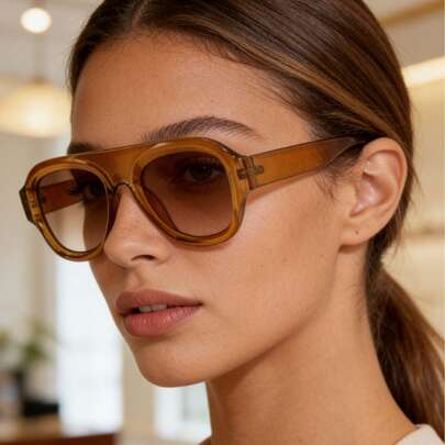 1 Pair Women's Pilot Fashion Glasses, Suitable For Travel, Beach Vacation, Music Festivals, Casual Outings, Summer Accessories, Holidays, Family Outings, Street Style, Parties, Outdoor Activities, Outdoor Trips, Etc.
