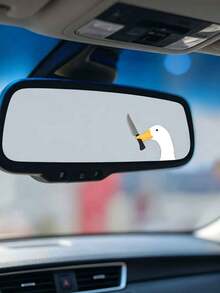 1pc Funny Goose Rear View Mirror Sticker, Cute Premium Vinyl Decal, Waterproof For Rearview Mirror, Car Sticker, Bumper Sticker - Goose - View 5
