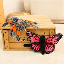 1 pieza Muñeco de peluche realista de insecto animal, abeja, mariposa, araña o mantis de peluche suave con material de peluche detallado, relleno de algodón PP, adecuado como regalo para niños, truco de Halloween, decoración del hogar, recuerdo de fiesta y colección - Multicolor - Ver 11