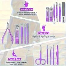16pcs Manicure Nail Clipper Set, 14Cm/11Cm High-Grade Stainless Steel Nail Care Tools Kit, Includes Straight Nail File, Ear Spoon And Scissors, Modern Style Professional Travel Beauty Set - Multicolor - View 7