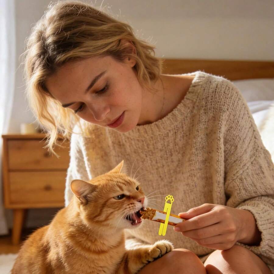 猫粮挤压器，猫零食挤压器，幼猫条状零食分配器，幼猫零食条状挤压器，便携式袋装猫粮挤压工具，开口设计，高效挤压袋装猫粮，易于清洗 - 均碼 - 查看 1