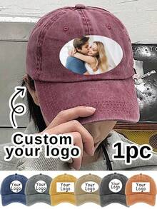 可客製化文字 Logo 棒球帽，多色個性化遮陽帽，照片印花帽，可客製化圖案英文字母棒球帽 - 彩色 - 查看 2