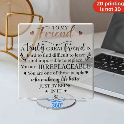 这款2D打印桌面摆件，内置轴承可360°自由旋转，黑金配色搭配心形元素，传递着对挚友的珍爱：“真正的挚友难寻，难舍，无可替代。你是无可替代的，正因为你的存在，我的生命才更加美好。”