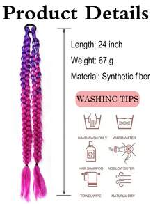 1 chiếc dây buộc tóc đuôi ngựa bện kiểu ombre bạc dài 24 inch, kiểu tóc đuôi cá dành cho nữ, thích hợp cho mọi lứa tuổi. - Nhiều màu - Xem 3