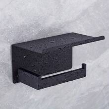 1 Giá đựng giấy vệ sinh treo tường bằng thép không gỉ màu đen có kệ - Vật dụng đa năng dùng trong phòng tắm để đựng khăn giấy, điện thoại thông minh và cây cảnh. - màu đen - Xem 5