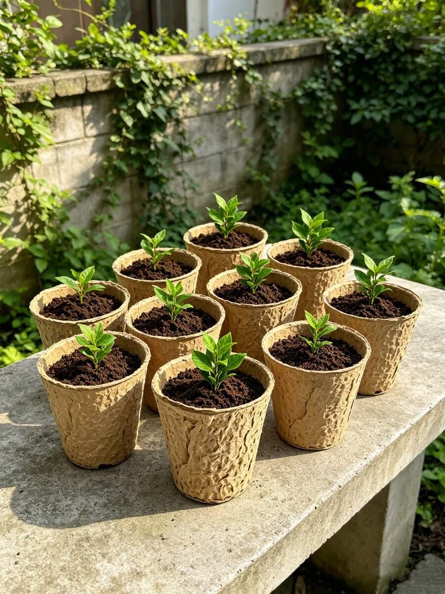 20个/10个/5个/1个纸浆育苗盆，小型圆形育苗杯，种子发芽植物育苗盘，适用于香草、多肉植物、花卉和蔬菜幼苗，易于使用的园艺工具 - K - 查看 1