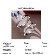 2 piezas Juego de anillos de zirconia sintética redondos, clásicos y precisos, elegantes y de lujo. Anillos de compromiso y boda, regalo para el Día de San Valentín y aniversario para mujeres - Plateado - Ver 7