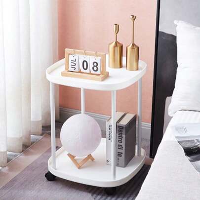 Luxury Double Layer Bedside Shelf – Rolling Removable Sofa Side Shelf Nightstand Storage For Living Room Or Dormitory