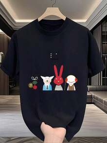 1 pza Camisas para Hombres Tienda Local Tema 31 Minutos Camiseta 180G Negro y Blanco Impreso Personajes Animados de Alta Calidad Cuello Redondo Ajuste Básico Holgado para Hombres y Mujeres Transpirable Versátil Lavable en Máquina Cómodo Talla S ~ 3XL Diario Casual Deportivo Esencial Verano - Negro - Ver 3