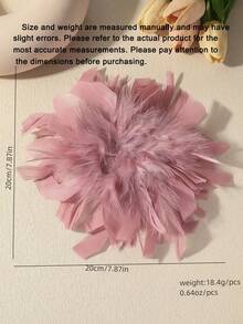 1 pieza Broche de pluma de cristal falso estilo bohemio retro, broche de pluma exagerado personalizado elegante y versátil, de uso multifuncional, adecuado para uso diario, banquetes, fiestas y cualquier ocasión de las mujeres - Rosa - Ver 5