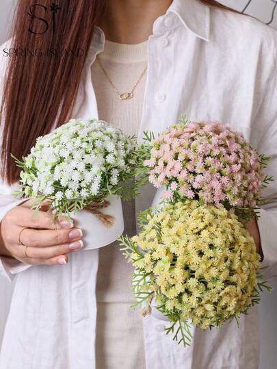 1pc Artificial Baby's Breath White Potted Plant, Suitable For Autumn/Winter, Desktop Decor, Gift, Spring/Summer Decor, Valentine's Day Gift, Home Decor, Gardening Decor, School/Office Decor, Birthday Party Decor, Hotel/Restaurant/Bedroom/Wedding Decor, DIY Plant, Room, Desktop, Garden Decoration, Room Decor Supplies