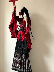 2026 Spring/Summer Cute New Arrival Princess Maid Dress Western Style Cosplay Lolita Tea Party Gothic Lolita Western Style Aristocratic Princess Dress Pure Gentle And Cute 2D Lolita Dress Princess Puff Dress Birthday Coming-Of-Age Ceremony Dress - Red - View 3