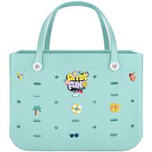 X-Large Capacity EVA Tote Bag For Women, Multi-Size Waterproof Beach Handbag, Perforated Breathable Open Design, Lightweight & Quick Dry Shoulder Bag, Sandproof & Washable, Durable Rubber Material, Perfect For Pool, Vacation, Travel, Camping, Gym, Picnic, Shopping, DIY Ready Solid Color Basket Bag, Holiday Gift - 彩色 - 查看 6