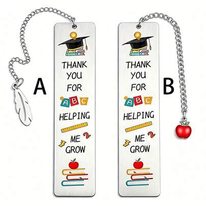 1 chiếc kẹp sách bằng thép không gỉ với chữ khắc và thiết kế chủ đề giáo dục - Món quà tốt nghiệp hoặc Ngày Nhà giáo lý tưởng dành cho người hướng dẫn và nhà giáo, quà lưu niệm tốt nghiệp | Móc khóa trang trí | Móc khóa bền, quà tặng Ngày Nhà giáo