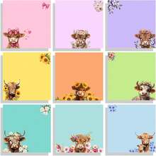 1/3/9/18 Sticky Note Set Highland Cow Pattern Sticky Notes - Cute Self-Stick Notes, Floral Cow Design, Super Sticky, For Office, Classroom, And Home Use, Perfect Gift For Students, Teachers, And School Supplies, Classroom Decor | Floral Pattern | Strong Adhesion - Multicolor - View 12