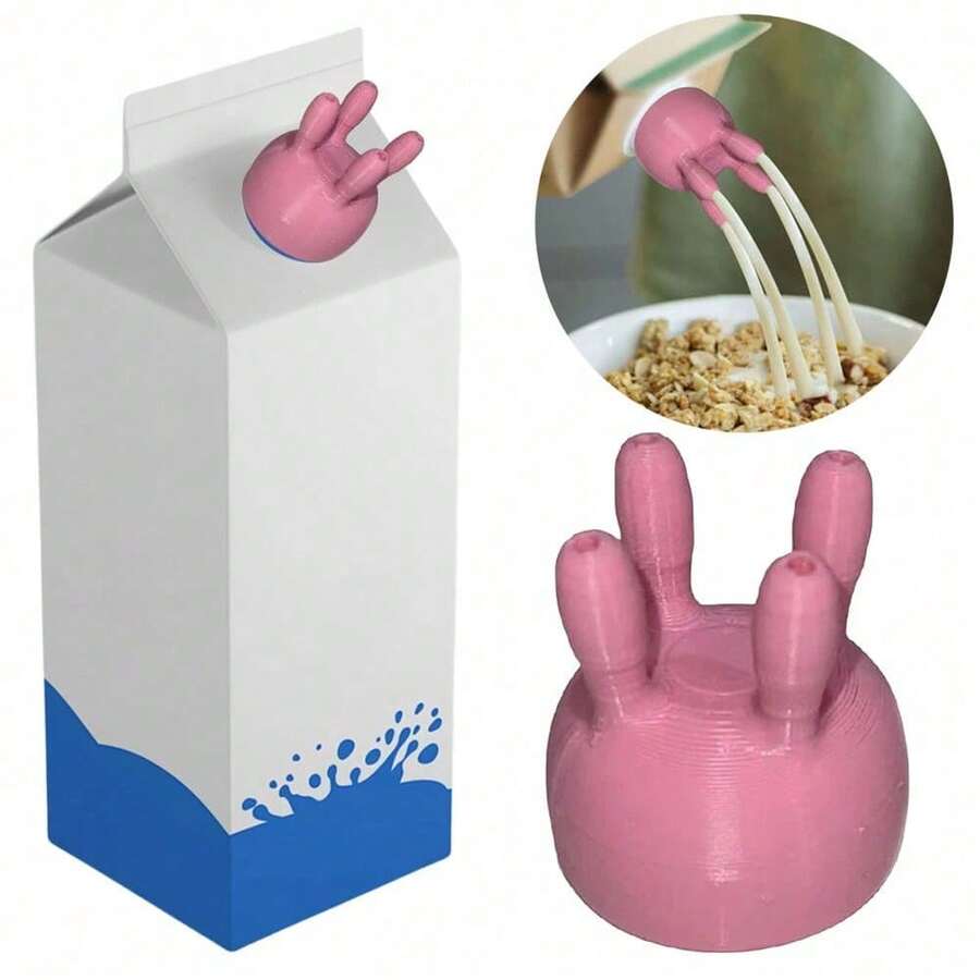 3D Printed Reusable Cow Udder Shaped Milk Carton Pouring Spout, Fits Boxed Milk And Efficient Milking Machine Bottles, Convenient Milk Carton Lid - Multicolor - View 1