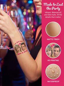 Custom Temporary Tattoo Stickers, Personalized Photo Design, Funny Party Aesthetic Body Art, Custom Text Face Tattoo Decal For Bachelorette Party Birthday Celebration, Mother's Day, Customizable Picture Event Favor Gift,Bridal Shower Night Decoration - Multicolor - View 4