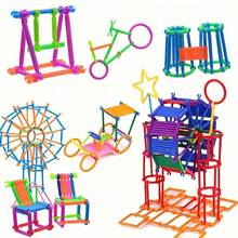 100/200/300 peças Conjunto de Blocos de Construção de Varinha Mágica - Brinquedo Educativo de Construção para Crianças, Promove Desenvolvimento Sensorial e Cognitivo, Inspira a Imaginação, Conjunto de Engenharia, Múltiplas Cores e Formas, Presente Ideal de Aniversário e Festa - Multicolorido - Visão 1
