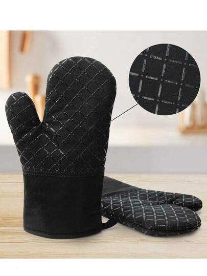 Bộ 4/2 găng tay lò nướng đa năng, màu trơn, chất liệu cotton silicon dày dặn, chống trượt, chịu nhiệt cao, chống bỏng, thích hợp cho nướng bánh, nướng thịt, nấu nướng trong nhà bếp, cách nhiệt tiết kiệm chi phí, bảo vệ tay cho dịp Eid Al-Adha.