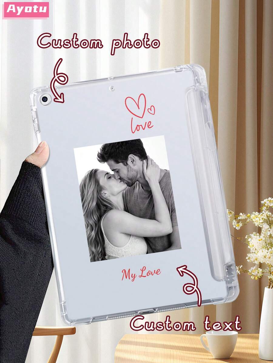 Ayotu Customized Photo & Text Protective Case, Compatible With IPad 10th Gen, Mini 4/5/6/7, Pro 11 Inch (M4)-2024, 10.2 Inch, Also Compatible With Samsung Galaxy Tab S6 Lite 10.4 Inch. This Transparent Protective Case With Pen Slot Can Be Personalized With Photos, Making It An Ideal Gift For Yourself, Friends, Colleagues, Birthdays, New Year, Anniversaries, And Valentine's Day. - Multicolor - View 1