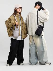 多隔層戶外抽繩尼龍女款手機包，多口袋運動水壺包，多功能輕量登山包，通勤大容量單肩包，便攜迷你手提包，適合青少年女孩、女性、大學生、白領專業人士。適用於辦公室、學校、工作、商務、通勤、購物、約會、戶外活動、旅行、登山，也是送給女性的理想禮物。 - 彩色 - 查看 10
