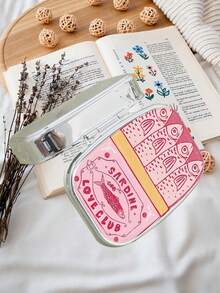 Vintage Sardine Pattern Square Pill Box - Compact Dual Compartment Pill Storage Box, Suitable For Home And Travel - Unique Gift For Pocket And Handbag / Mini Metal Round Pill Box / Divided Jewelry Storage Box / Mother's Day Gift, Gift For Family - Multicolor - View 3
