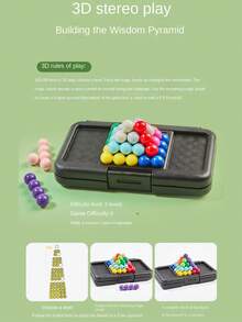 200pcs Children's Intelligence Pyramid IQ Battle Game, 2D And 3D Stereo Intelligence Pyramid Puzzle Game, Develop Intelligence, Bead Building Blocks Game, Suitable For Multi-Player Tabletop Game Gift, Creative Gift, Christmas Gift - Multicolor - View 7