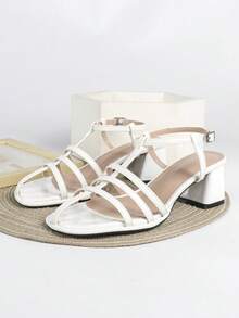 Giày cao gót trắng 7cm, giày dự tiệc hở mũi đế dày, giày cưới, sandal mũi nhọn xỏ chân. - trắng - Xem 2