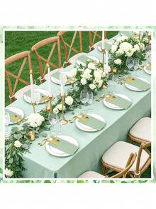 10/20pcs Pack Gray-Green Linen-Feel Paper Napkins With Cutlery Pockets, Pre-Folded Cloth-Like Tissue Paper Bulk Pack Suitable For Dining, Easter, Wedding, Baby Shower, Birthday, Bridal Party - Rattail Green - View 7