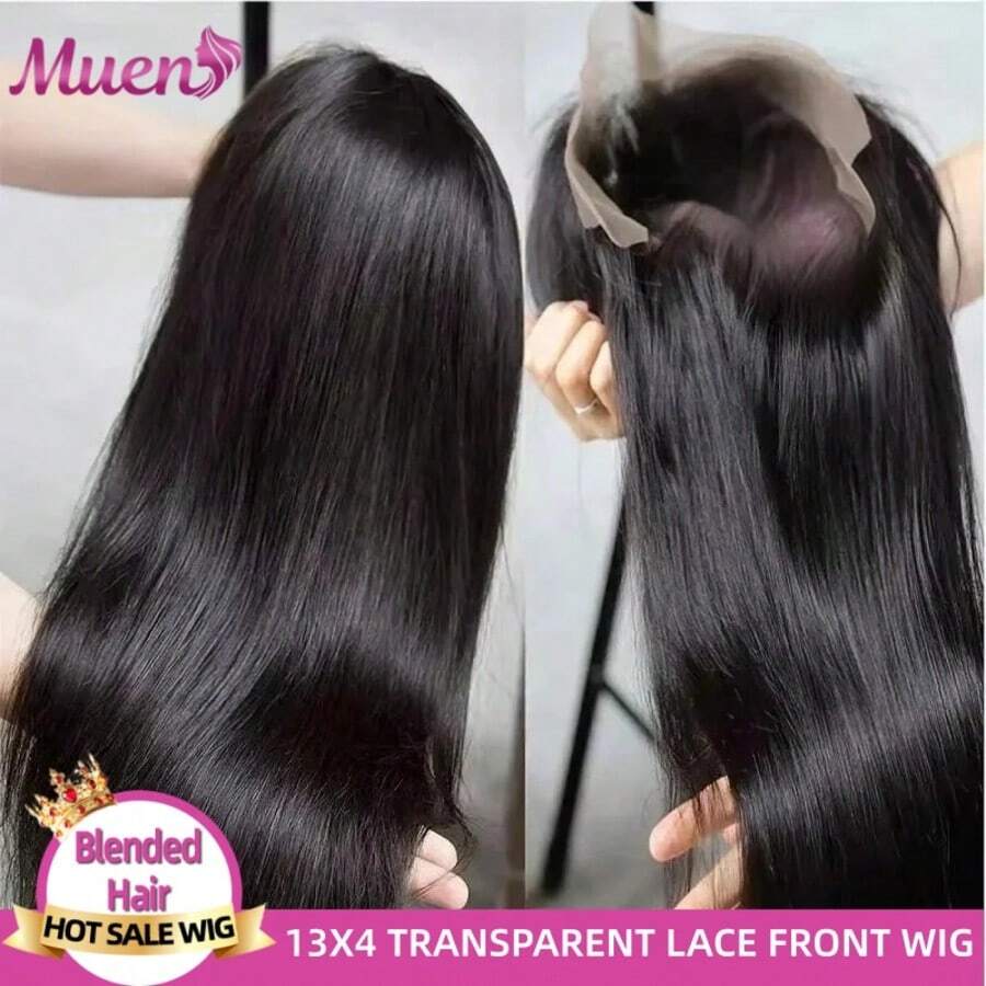Tóc giả thẳng có ren phía trước, làm từ tóc thật, kích thước 5x5, không cần keo dán, kiểu dáng dễ mặc, đã được tỉa sẵn tóc con, mật độ 200%, ren ôm sát, tóc thật dành cho nữ, màu đen tự nhiên, kích thước 13x4, ren phía trước HD được nâng cấp, tóc giả thẳng có ren phía trước, làm từ tóc thật, dài 34 inch.