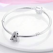 1 Stück S925 Sterling Silber Buchstaben Serie A-Z Perlen, geeignet für DIY Armband, Halskette, Schlüsselanhänger, Anhänger Schmuckherstellung, Geschenk für Frauen, geeignet für Valentinstag, Muttertag - Silber - Übersicht 3