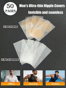 5 peças/20 peças/50 peças Tampas de Mamilo Invisíveis para Homens, Pastilhas Adesivas Ultrafinas e Confortáveis, Adequadas para Mamilos Salientes, Previnem Atrito, Maratona, Negócios, Uso Diário, Casamento, Festa Familiar e Mais Ocasiões - Multicolorido - Visão 15
