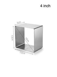 1pc Stainless Steel Square Cake Mold, Mousse Dessert Baking Mold, Easy To Clean, Non-Stick, Suitable For Home, Party, Wedding Use - Silver - View 3
