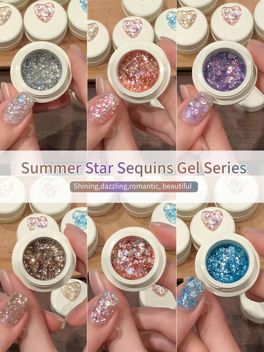 ANNIES 2026 新款全息闪粉凝胶指甲油，闪亮美甲全息闪粉凝胶，持久显色，5克，1支/6支套装