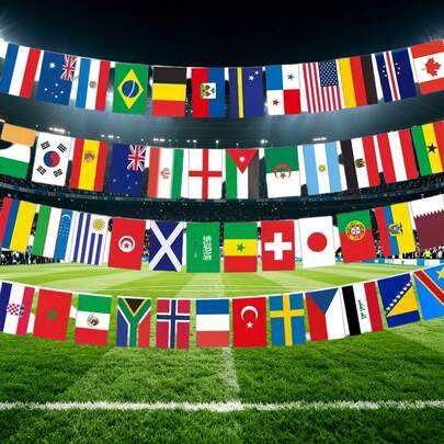 48pcs World Country Flags Decoration Banners, 14m/45.93ft Long, Suitable For Bar, Club, Restaurant, Garden Decor