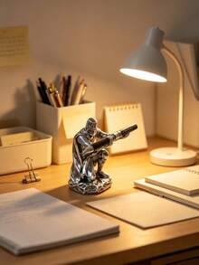 1pc Red Cross Knight Pen Holder, Retro , Study/Office Desk Decor, Stationery Lover & Gamer Desk Accessory, Resin Crafts (Pen Not Included) - 1pc - View 4