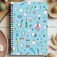 Dental Notebook - Spiral Bound With Dental Charts, Teeth & Tool Design - Light Blue & Turquoise - College Ruled Pages - Perfect For Dental Students, Dentists, And Oral Hygiene Professionals - Clinical Reference, Bright Cover - I - View 1