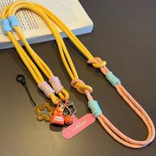 Original  Kiti Phone Strap, Crossbody Wearable, Korean Versatile Woven Outdoor Anti-Loss Strap For Camera And Phone - 黃+金線粉 - 查看 2