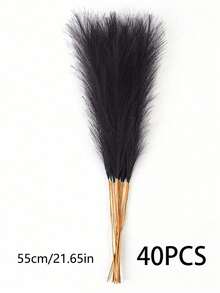 10/20/100pcs Artificial Black Cattail Stems - Realistic Fluffy Feather Style Decor, Suitable For Boho, Modern Minimalist Home Decor | Soft Elegant Vase Filler For Living Room, Bedroom, Dining Room, Office, Wedding Venue, Valentine's Day - Black - View 12