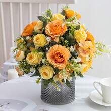 1pc Artificial Rose & Hydrangea Flower, Rose, Hydrangea, Faux Flower Suitable For Home, Party, Wedding Decoration, DIY, Bridal Bouquet, Outdoor Garden Decoration, Valentine's Day Decoration, Gift - Yellow - View 5